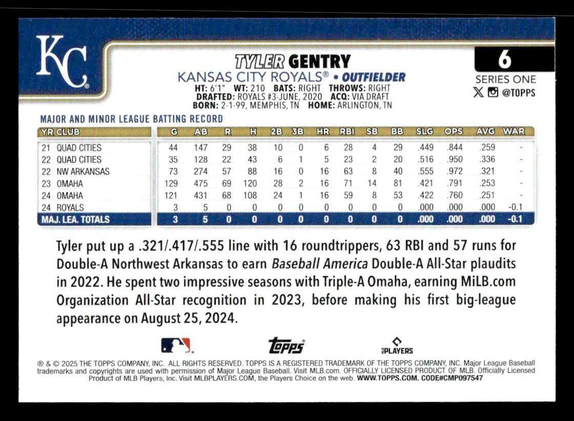 2025 Topps #6 Tyler Gentry
