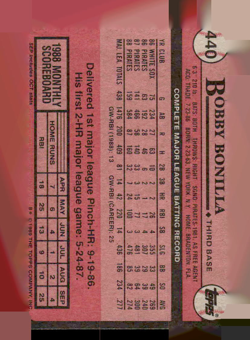 1989 Topps #440 Bobby Bonilla