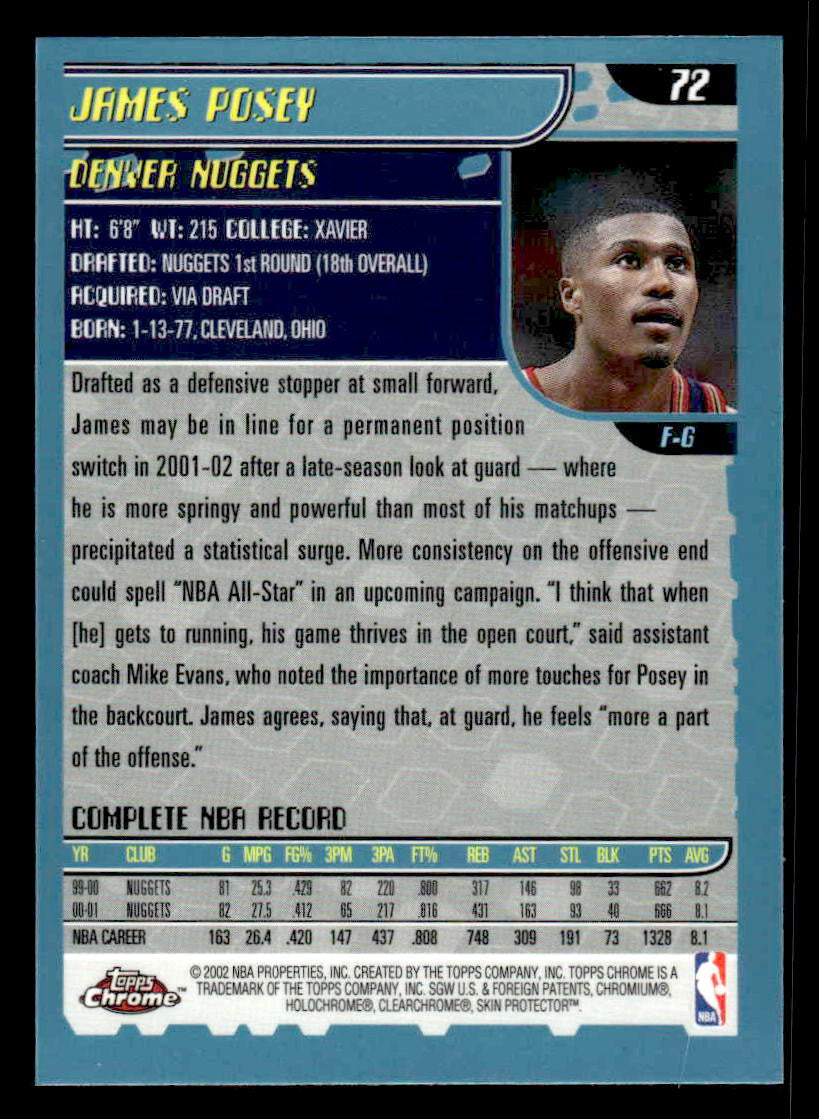 2001-02 Topps Chrome #72 James Posey