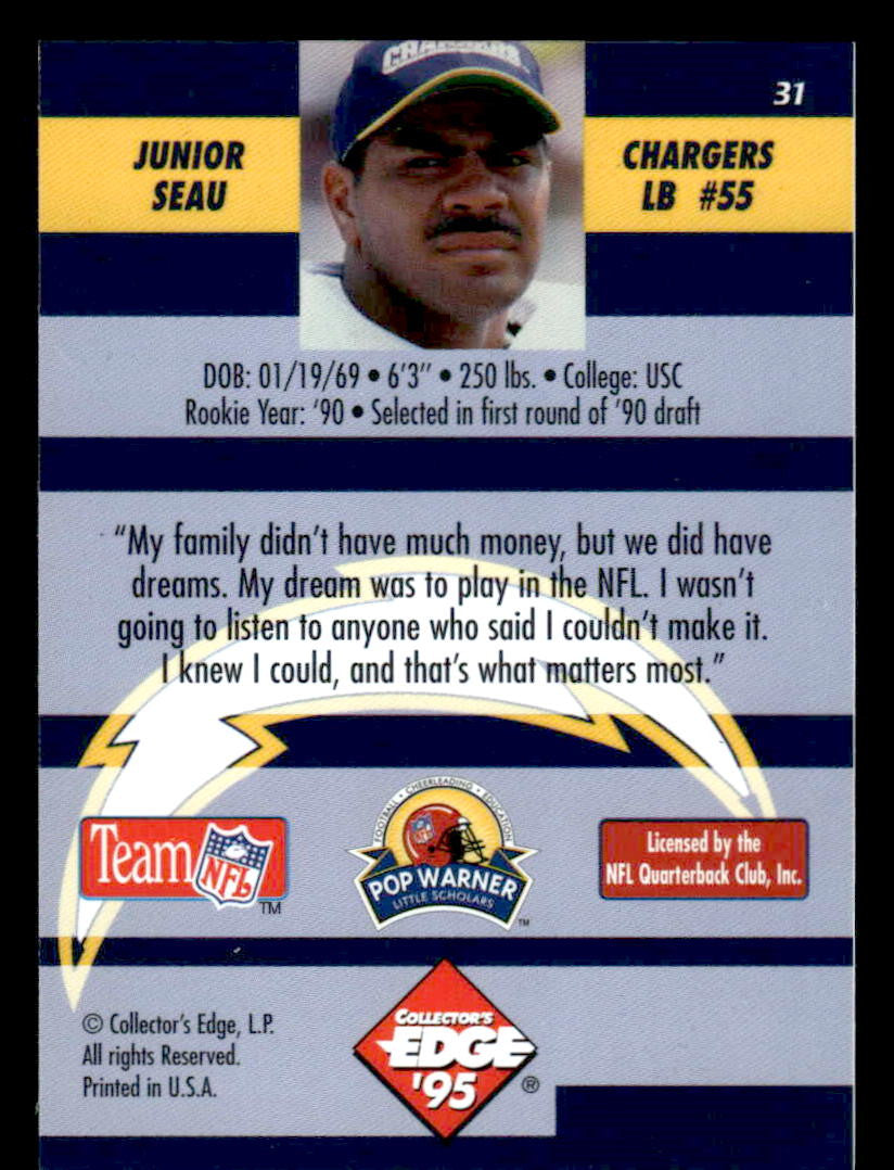 1995 Collector's Edge Instant Replay #31 Junior Seau