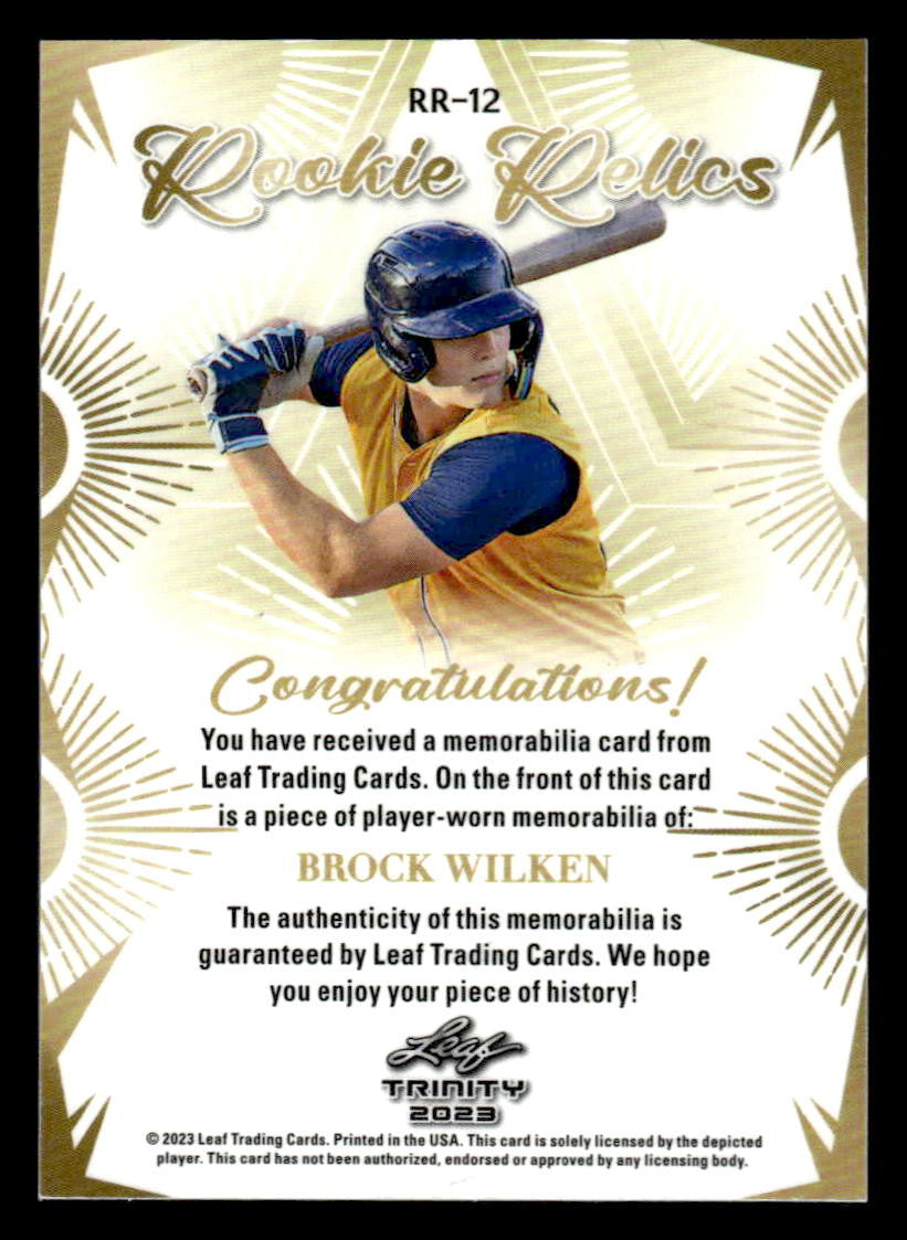 2023 Leaf Trinity #RR-12 Brock Wilken Rookie Relics