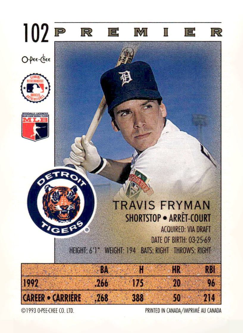 1993 O-Pee-Chee Premier #102 Travis Fryman