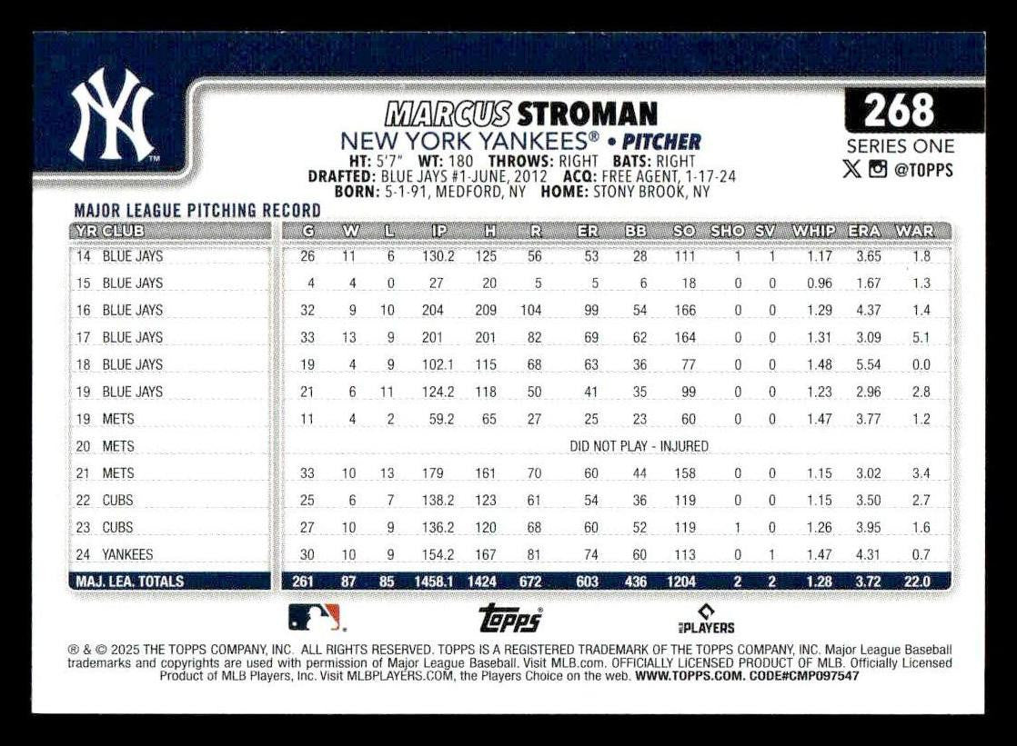 2025 Topps #268 Marcus Stroman