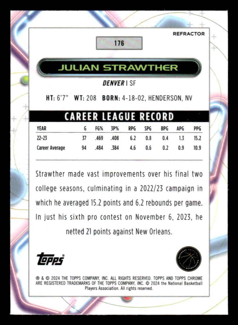 2023-24 Topps Chrome Cosmic #176 Julian Strawther