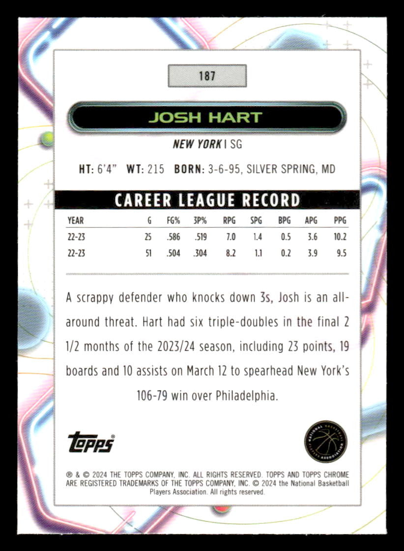 2023-24 Topps Chrome Cosmic #187 Josh Hart