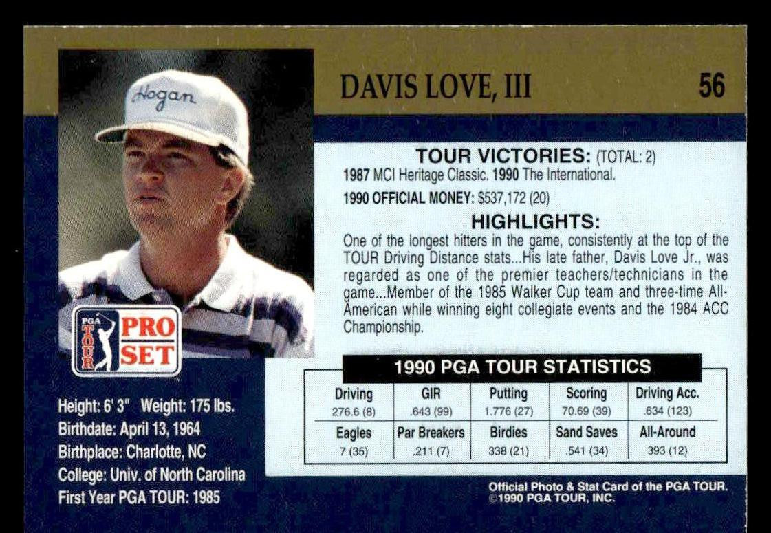 1990 Pro Set PGA Tour #56 Davis Love III