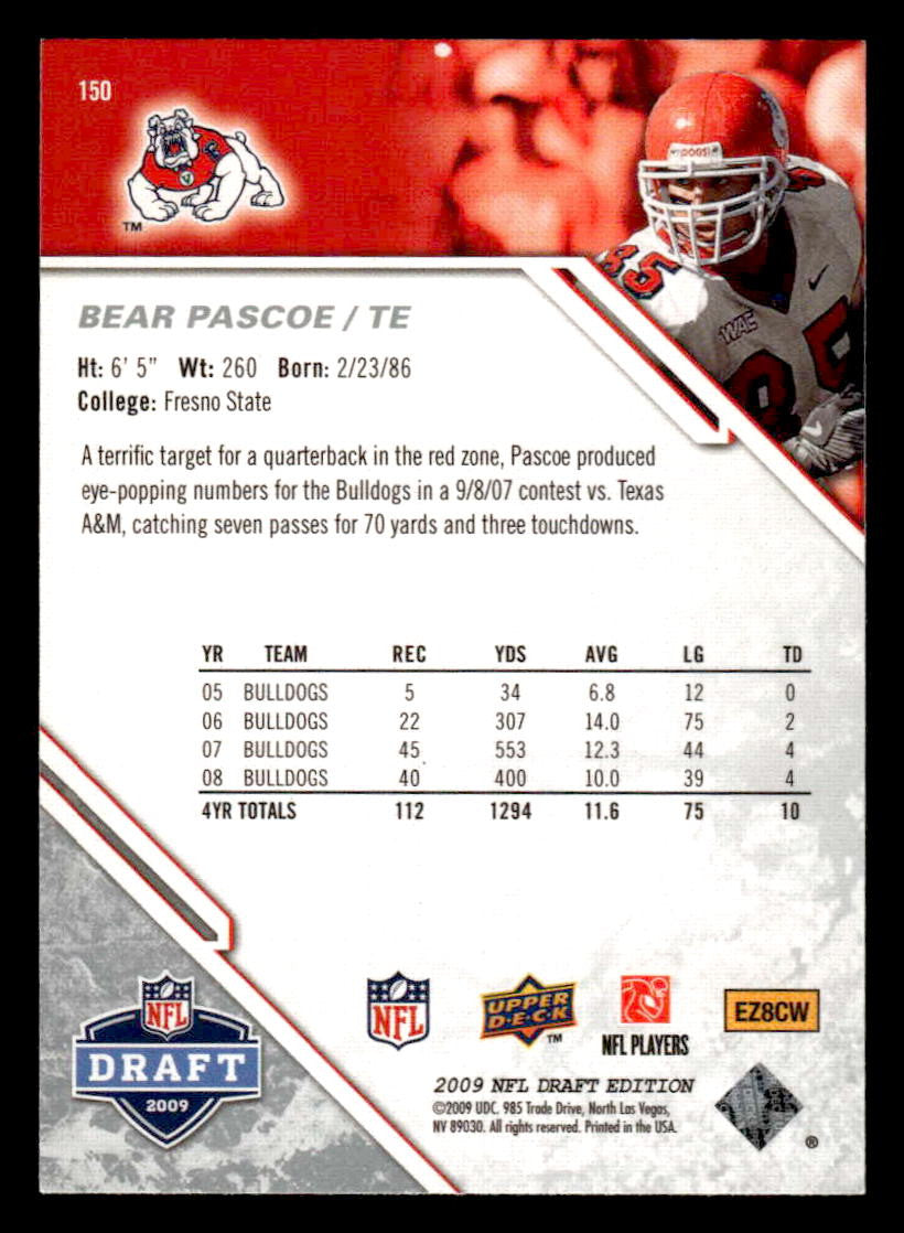 2009 Upper Deck Draft Edition #150 Bear Pascoe