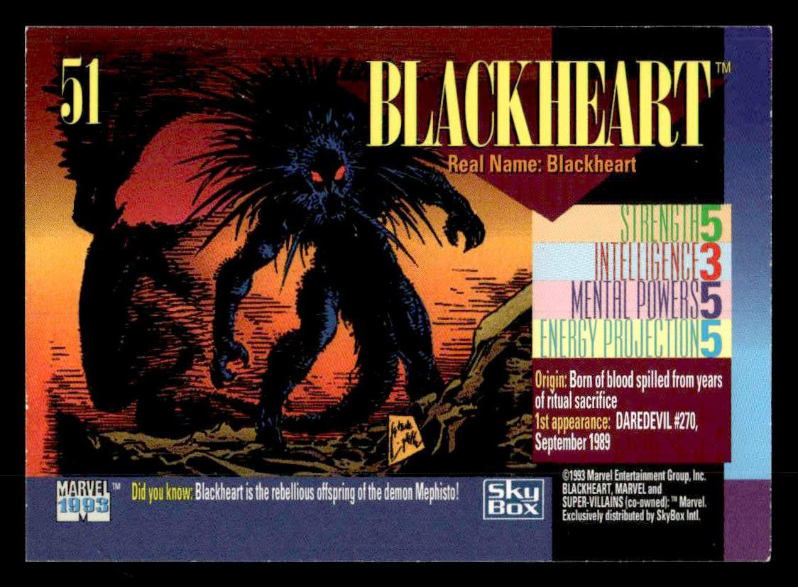 1993 SkyBox Marvel Universe #51 Blackheart