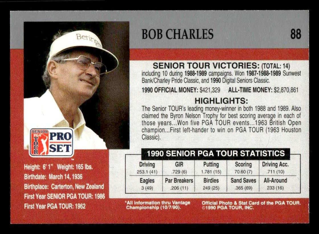1990 Pro Set PGA Tour #88 Bob Charles