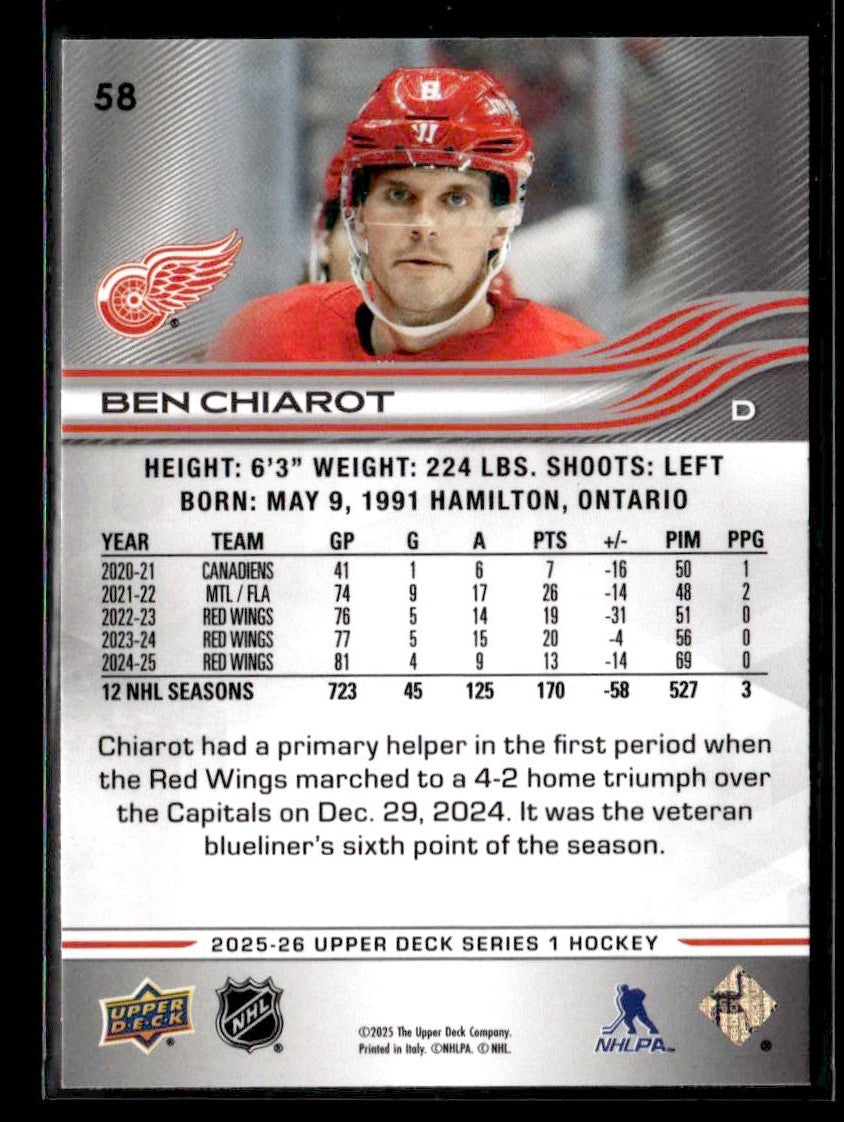 2025-26 Upper Deck #58 Ben Chiarot