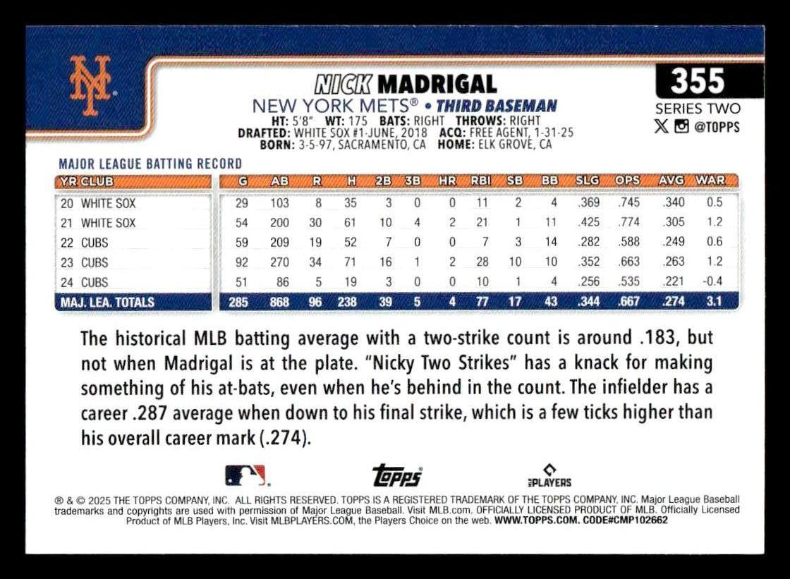 2025 Topps #355 Nick Madrigal