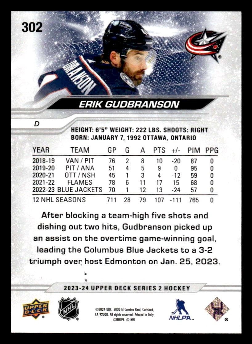 2023-24 Upper Deck #302 Erik Gudbranson