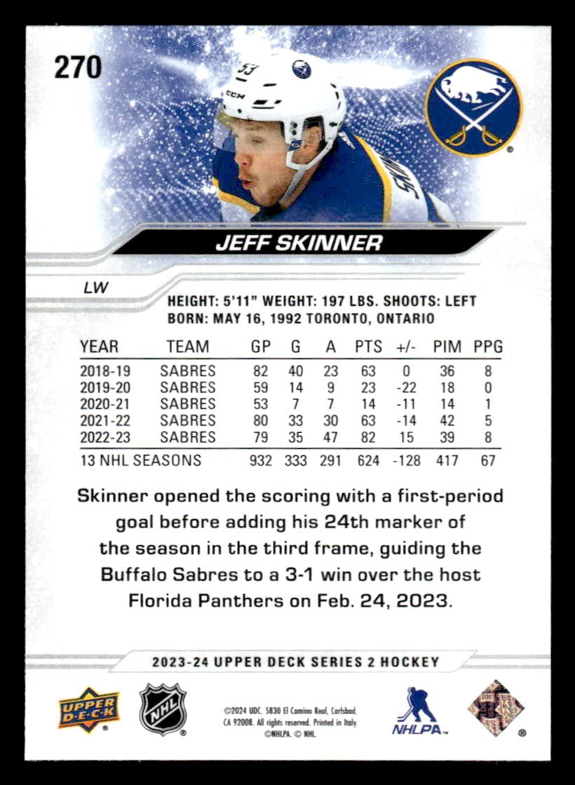 2023-24 Upper Deck #270 Jeff Skinner