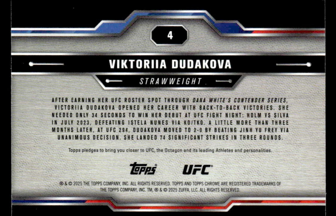 2025 Topps Chrome UFC #4 Viktoriia Dudakova