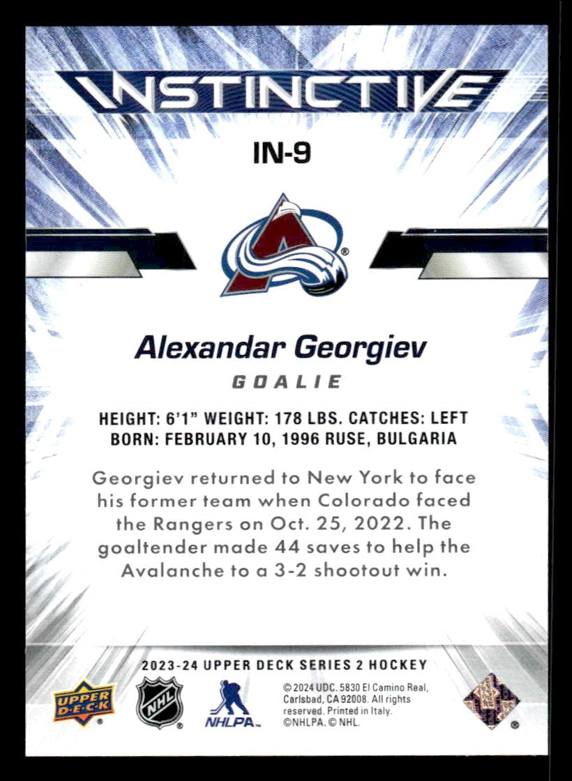 2023-24 Upper Deck #IN-9 Alexandar Georgiev Instinctive