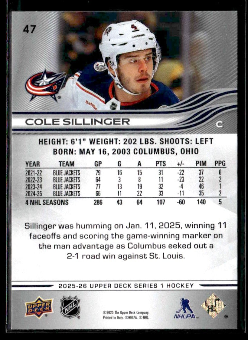 2025-26 Upper Deck #47 Cole Sillinger