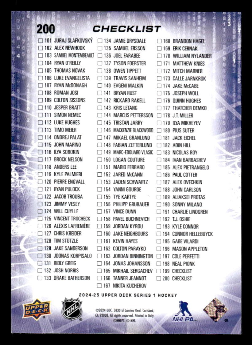 2024-25 Upper Deck #200 Nikita Kucherov / William Nylander