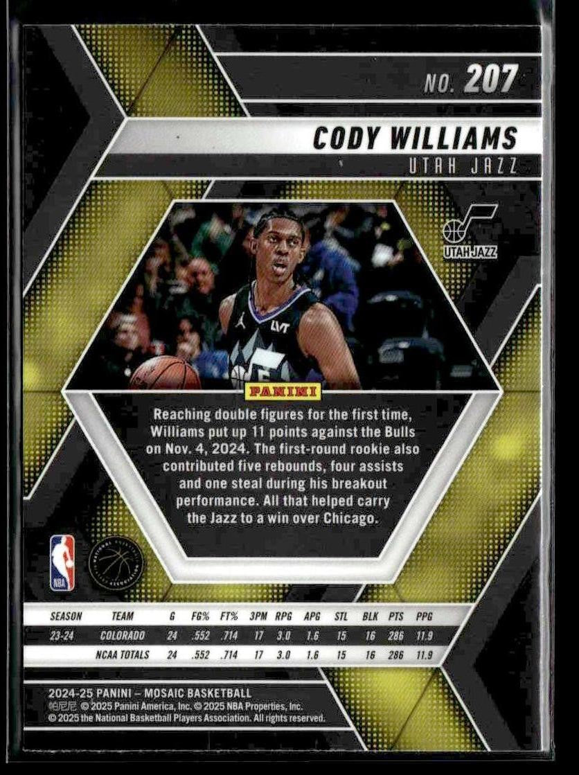 2024-25 Panini Mosaic #207 Cody Williams