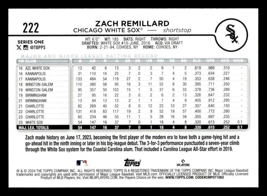 2024 Topps #222 Zach Remillard
