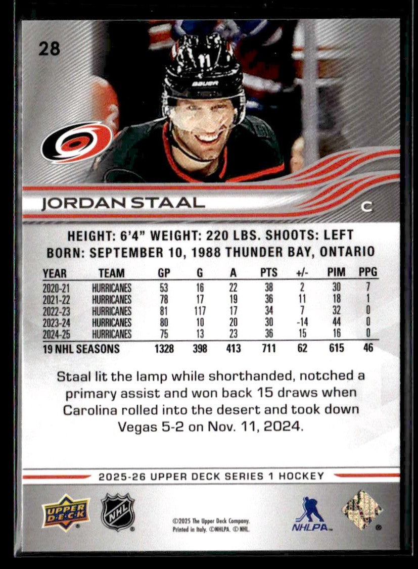 2025-26 Upper Deck #28 Jordan Staal