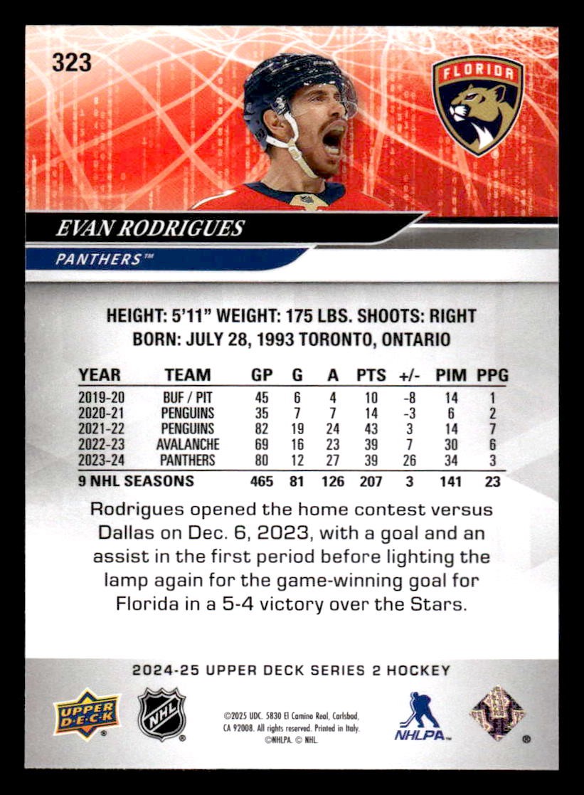 2024-25 Upper Deck #323 Evan Rodrigues