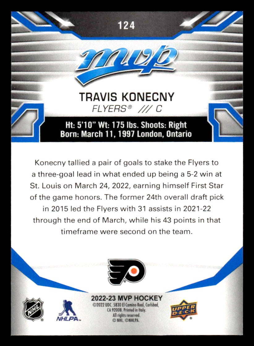 2022-23 Upper Deck MVP #124 Travis Konecny Blue Script