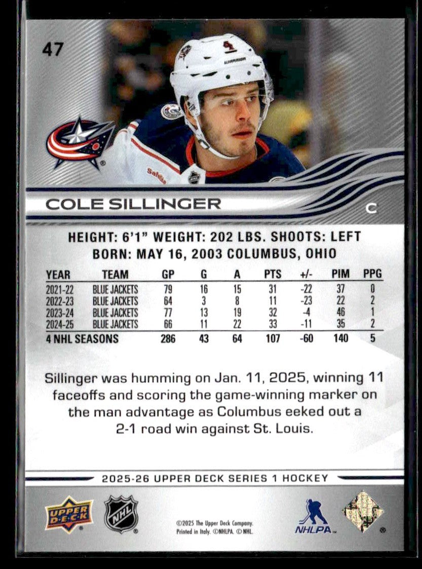 2025-26 Upper Deck #47 Cole Sillinger