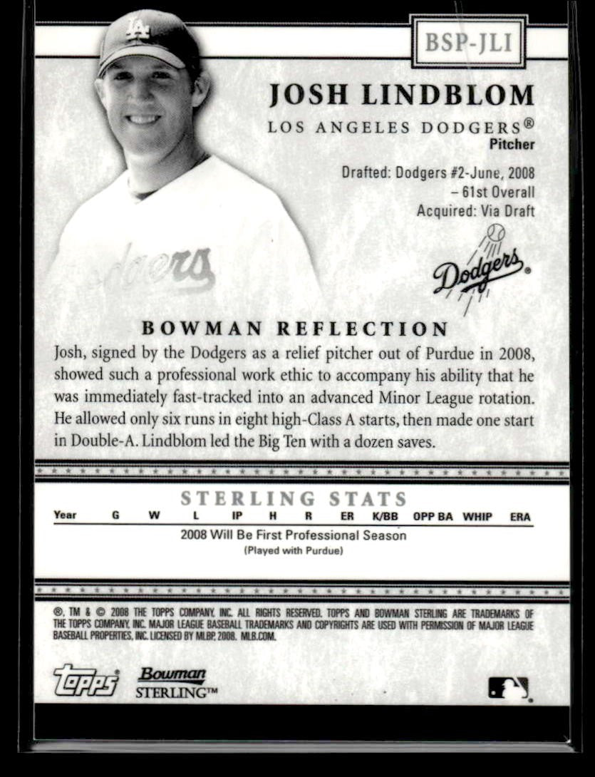 2008 Bowman Sterling #BSP-JLI Josh Lindblom Prospects
