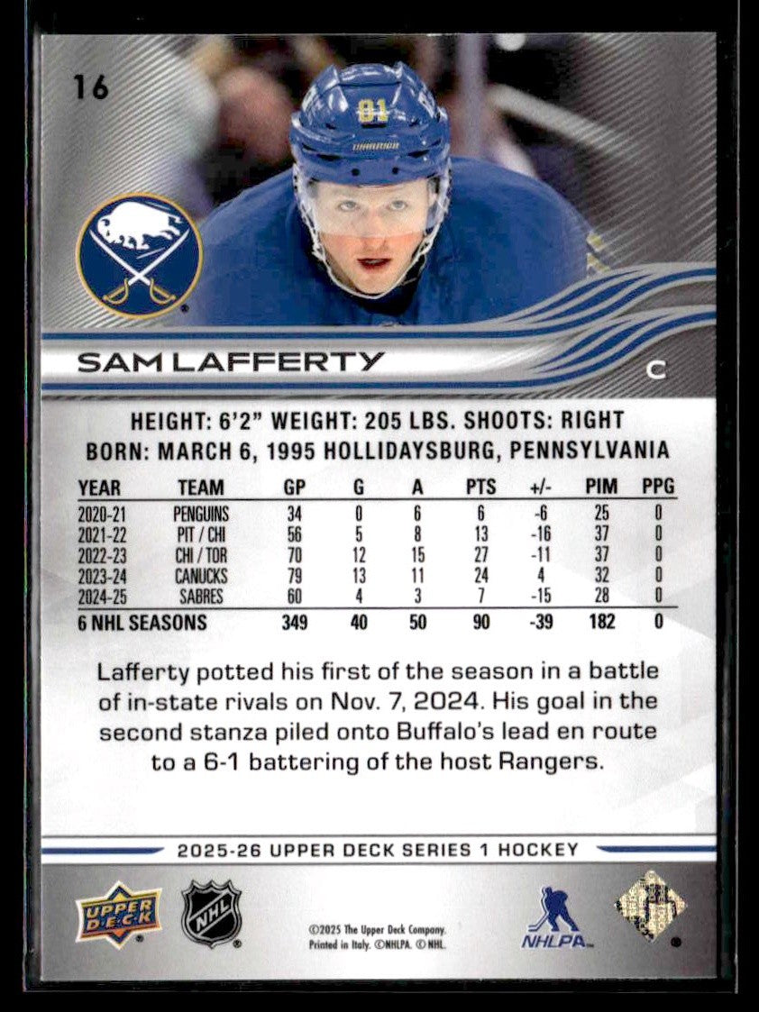2025-26 Upper Deck #16 Sam Lafferty