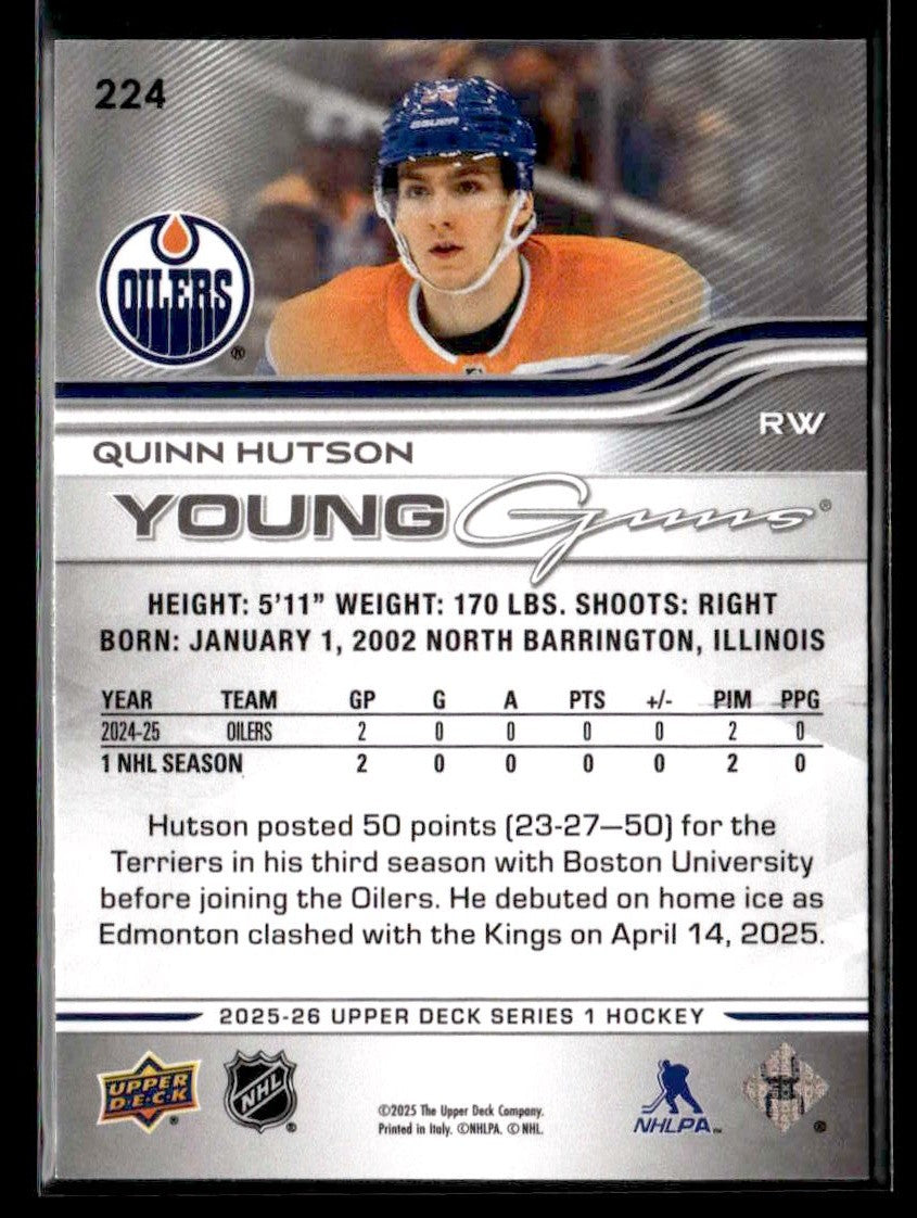 2025-26 Upper Deck #224 Quinn Hutson