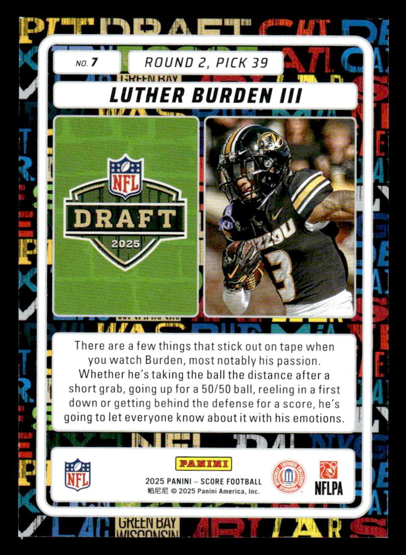 2025 Score #7 Luther Burden III NFL Draft