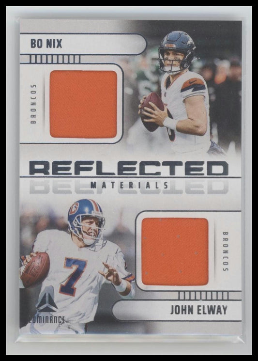 2025 Panini Luminance #RFM-DEN Bo Nix / John Elway Reflected Materials