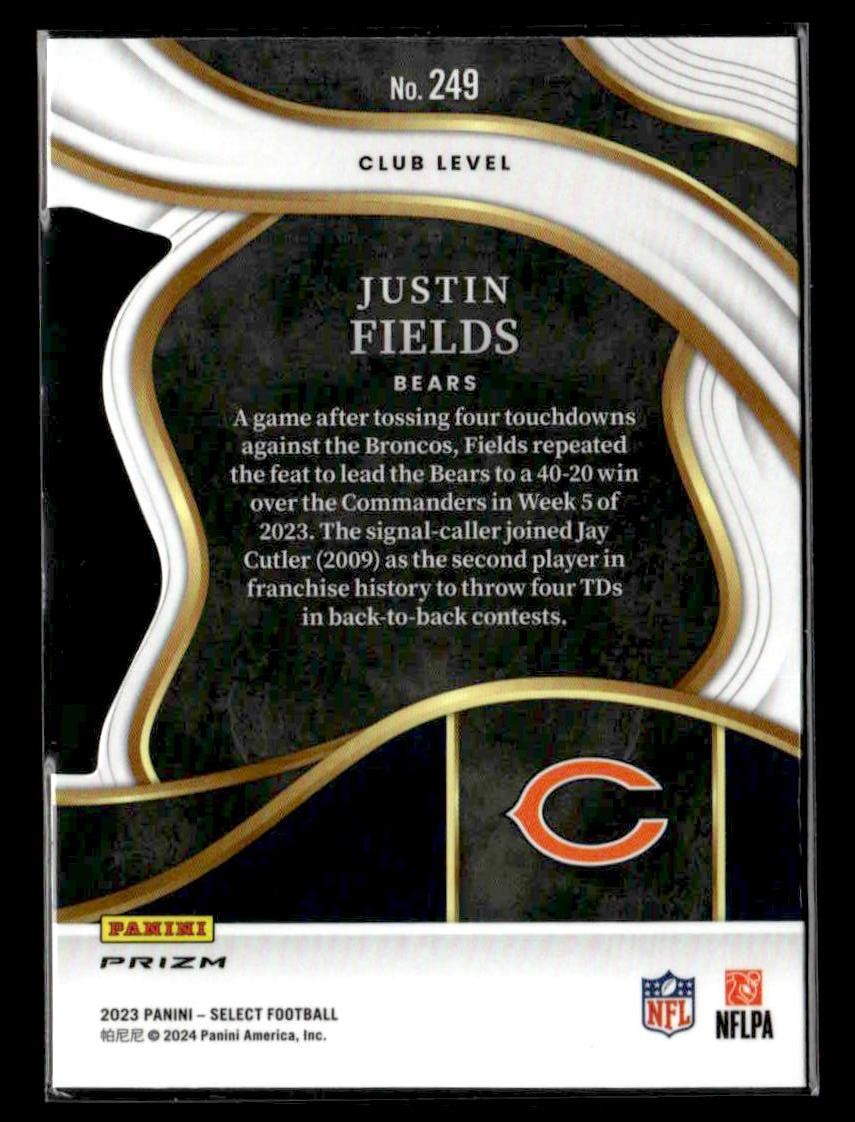 2023 Panini Select #249 Justin Fields Red and Yellow Prizms Die Cuts