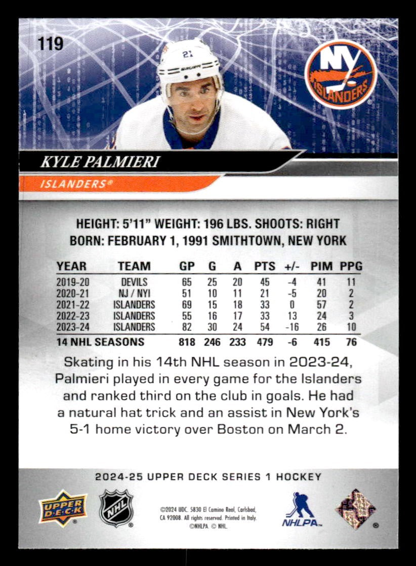 2024-25 Upper Deck #119 Kyle Palmieri