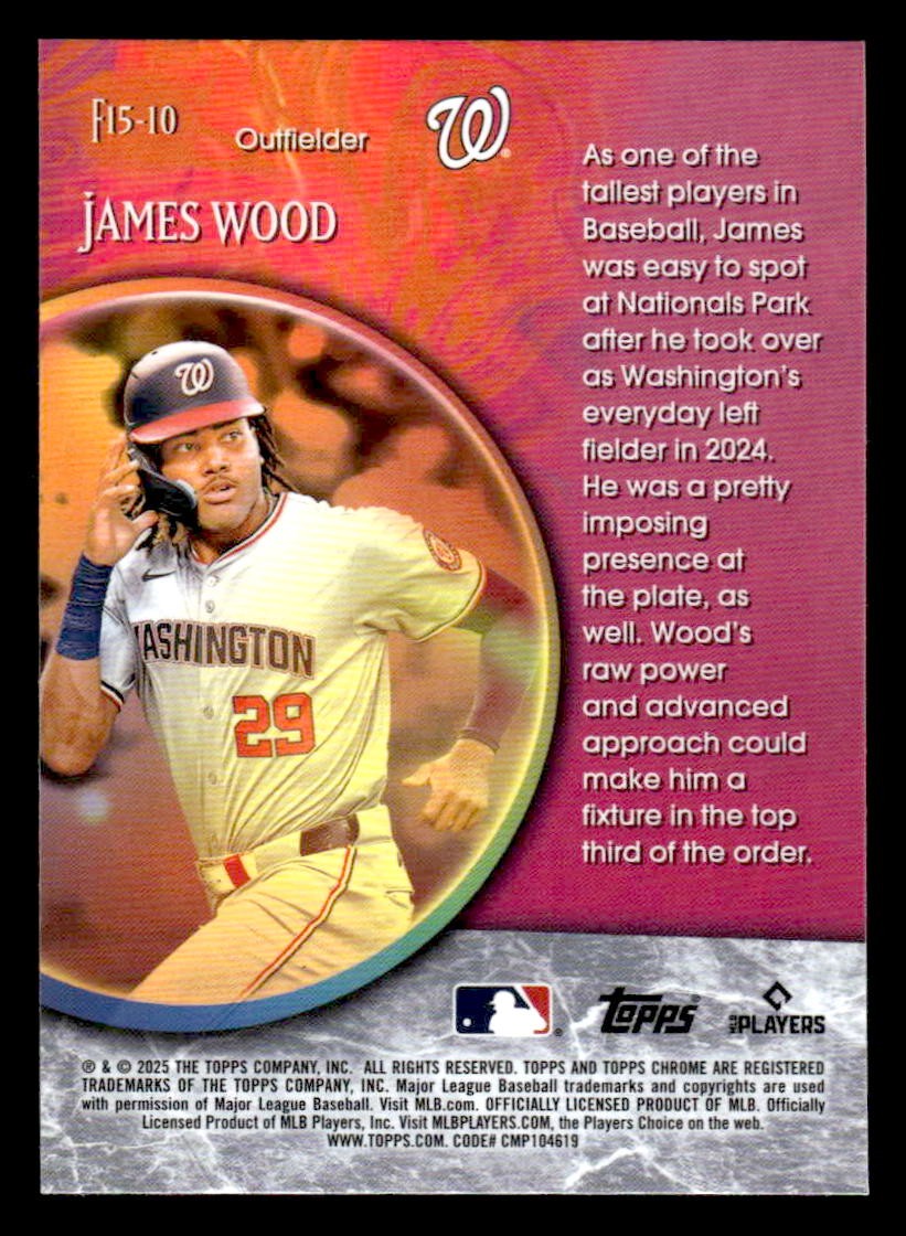 2025 Topps Chrome #F15-10 James Wood Fortune 15