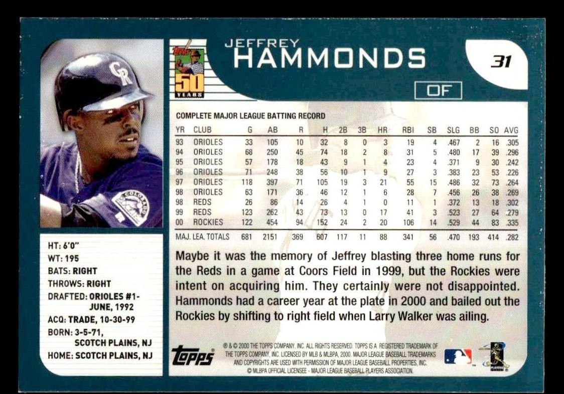 2001 Topps #31 Jeffrey Hammonds