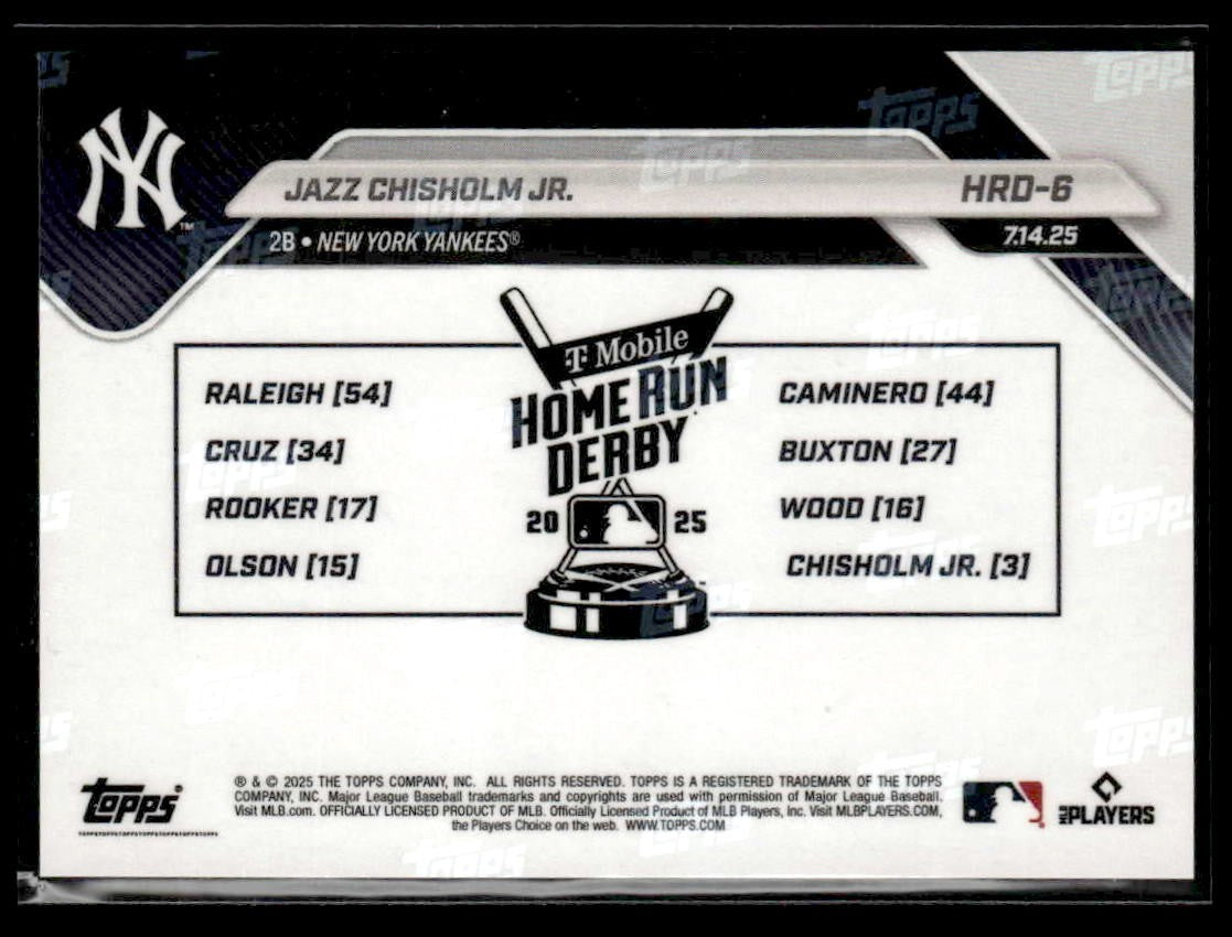 2025 Topps Now Home Run Derby #HRD-6 Jazz Chisholm Jr. Pink Foil
