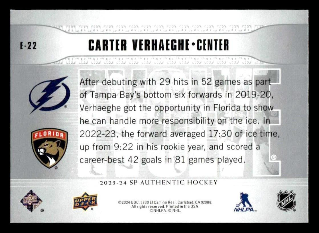 2023-24 SP Authentic #E-22 Carter Verhaeghe Evolve