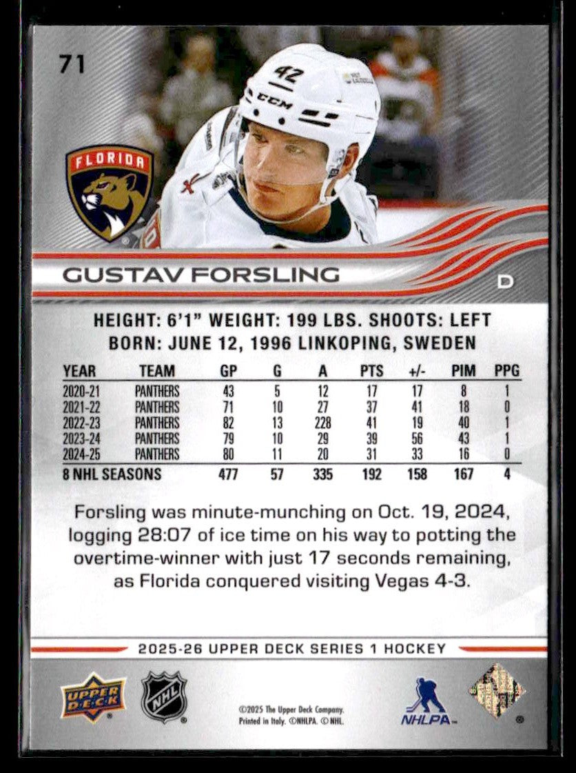 2025-26 Upper Deck #71 Gustav Forsling