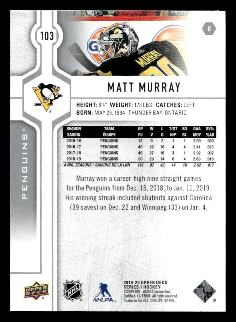 2019-20 Upper Deck #103 Matt Murray