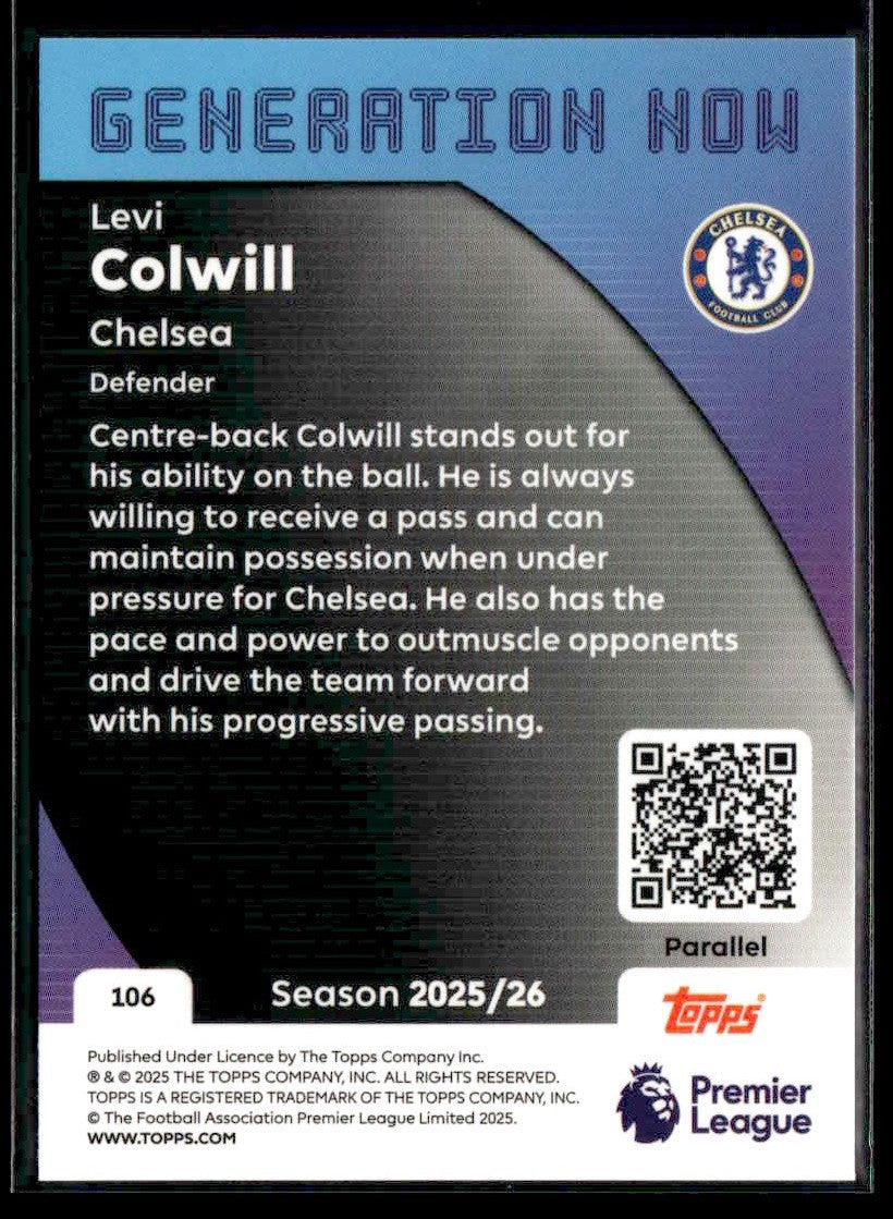 2025-26 Topps Premier League #106 Levi Colwill Gold Rainbow Foil #/50