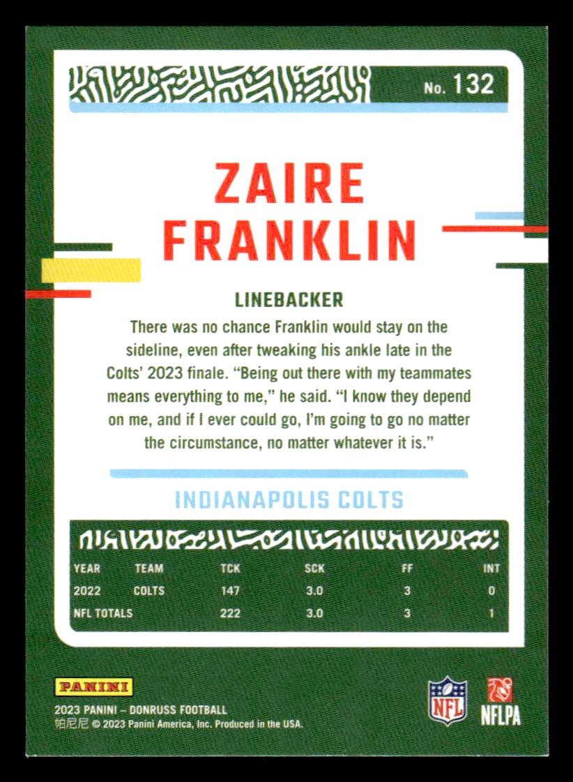 2023 Donruss #132 Zaire Franklin