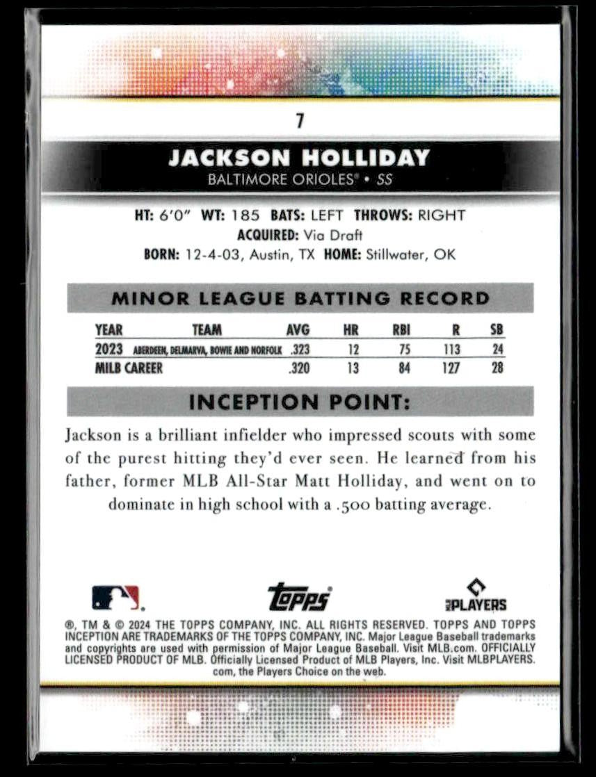 2024 Topps Inception #7 Jackson Holliday Green