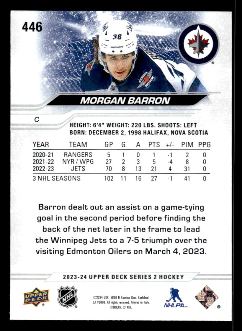 2023-24 Upper Deck #446 Morgan Barron