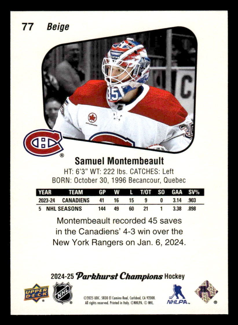 2024-25 Parkhurst Champions #77 Samuel Montembeault