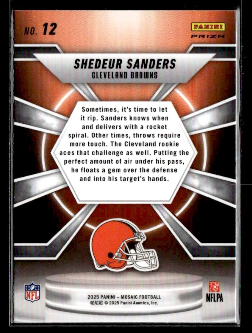 2025 Panini Mosaic #12 Shedeur Sanders Center Stage Mosaic Silver
