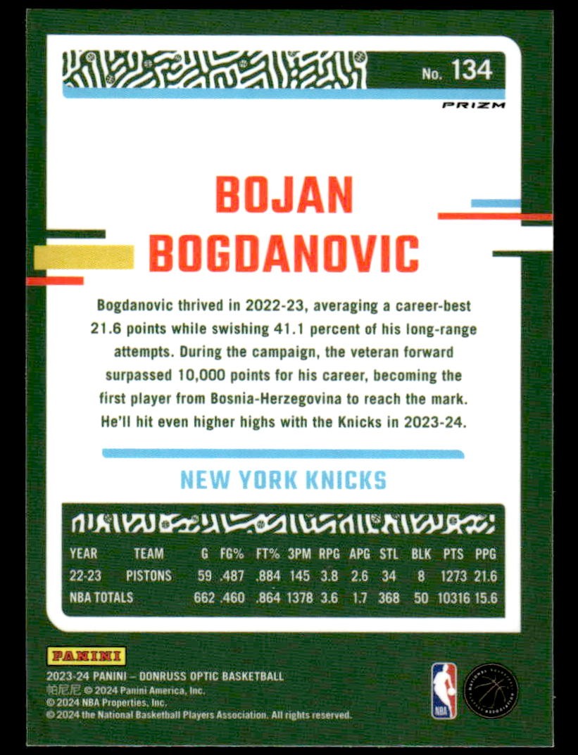 2023-24 Donruss Optic #134 Bojan Bogdanovic Holo