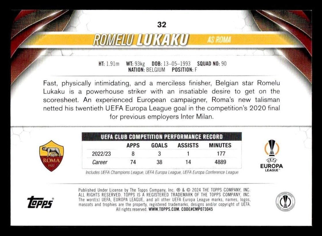 2023-24 Topps Jade Edition UEFA Club Competitions #32 Romelu Lukaku