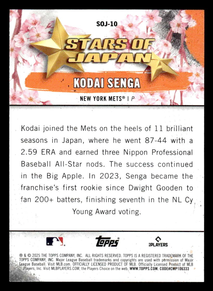 2025 Topps #SOJ-10 Kodai Senga Stars of Japan
