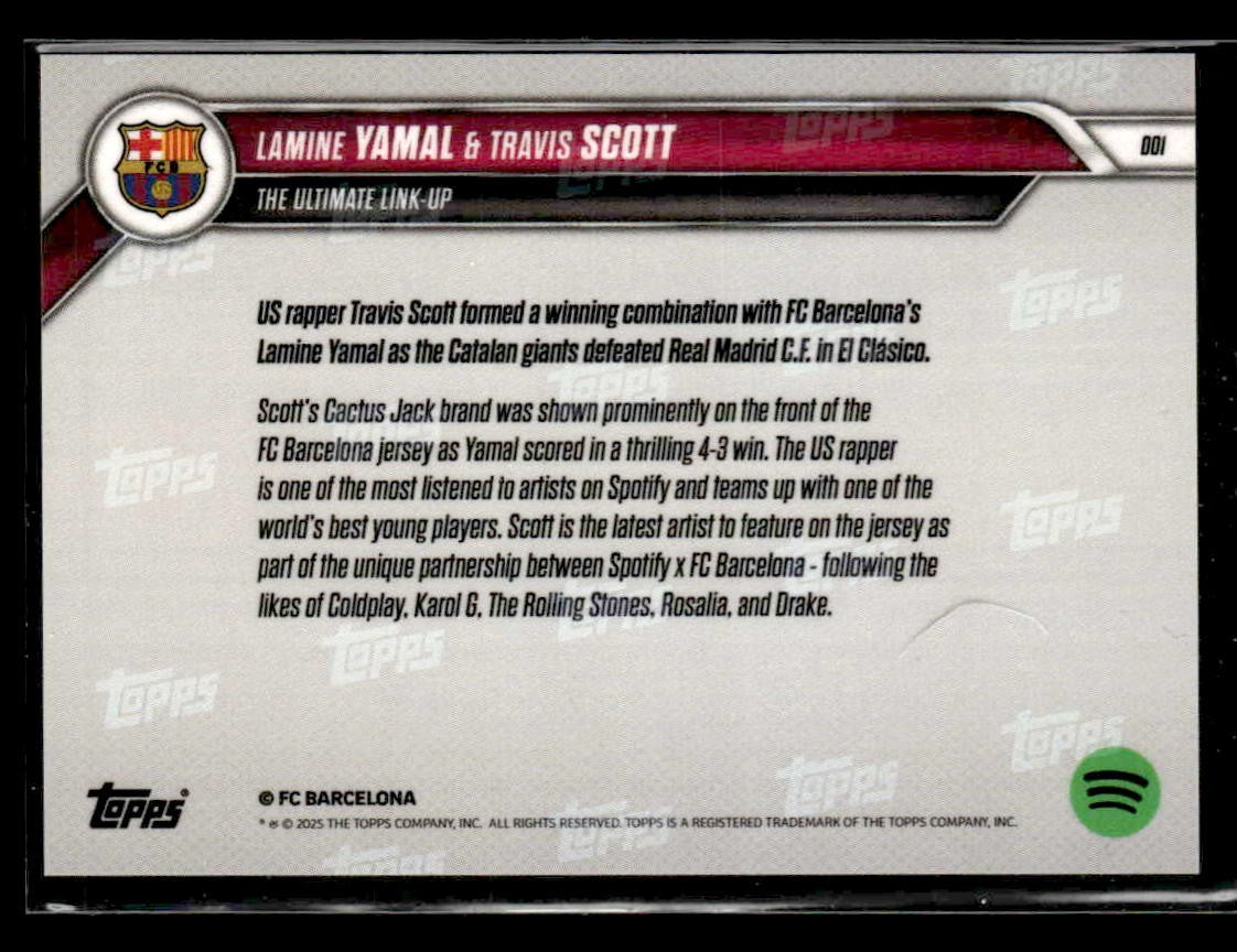 2025 Topps Now #001 Lamine Yamal/Travis Scott Ultimate Link-Up